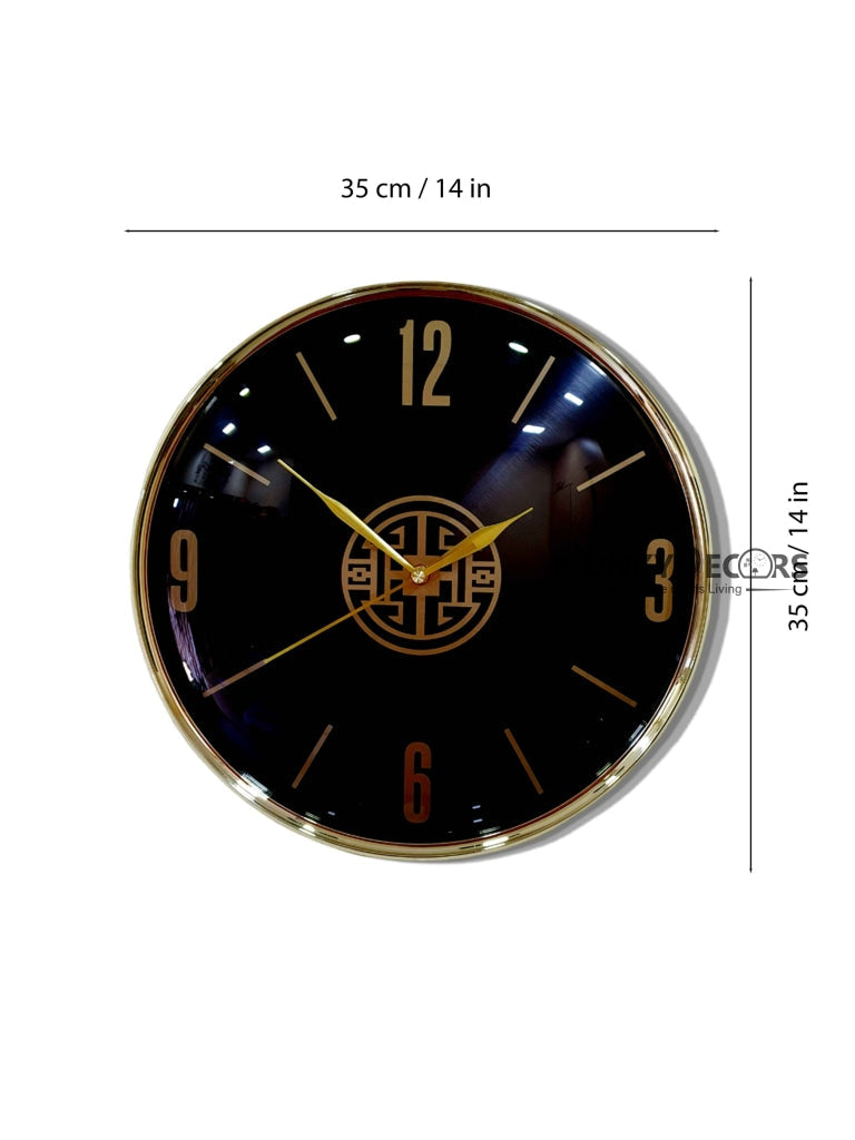 FunkyDecors Black Golden Minimal Wall Clock Watch Decor For Home Office And Gifts 35 Cm Tall