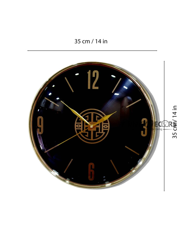 Funkytradition Black Golden Minimal Wall Clock Watch Decor For Home Office And Gifts 35 Cm Tall