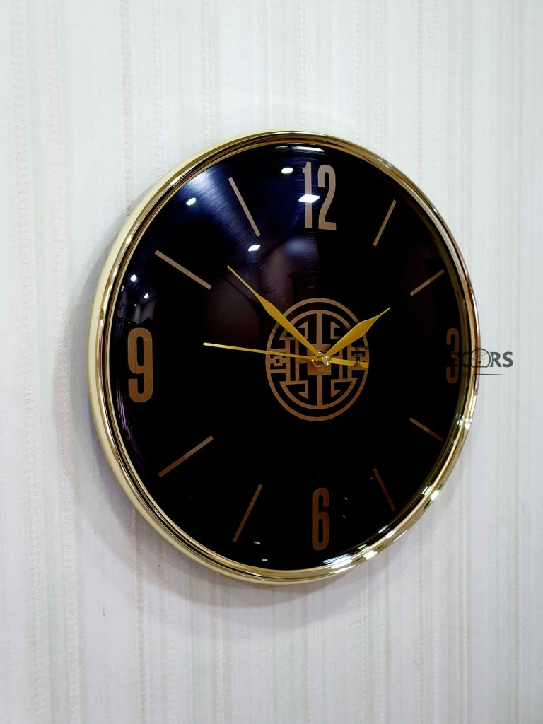 FunkyDecors Black Golden Minimal Wall Clock Watch Decor For Home Office And Gifts 35 Cm Tall