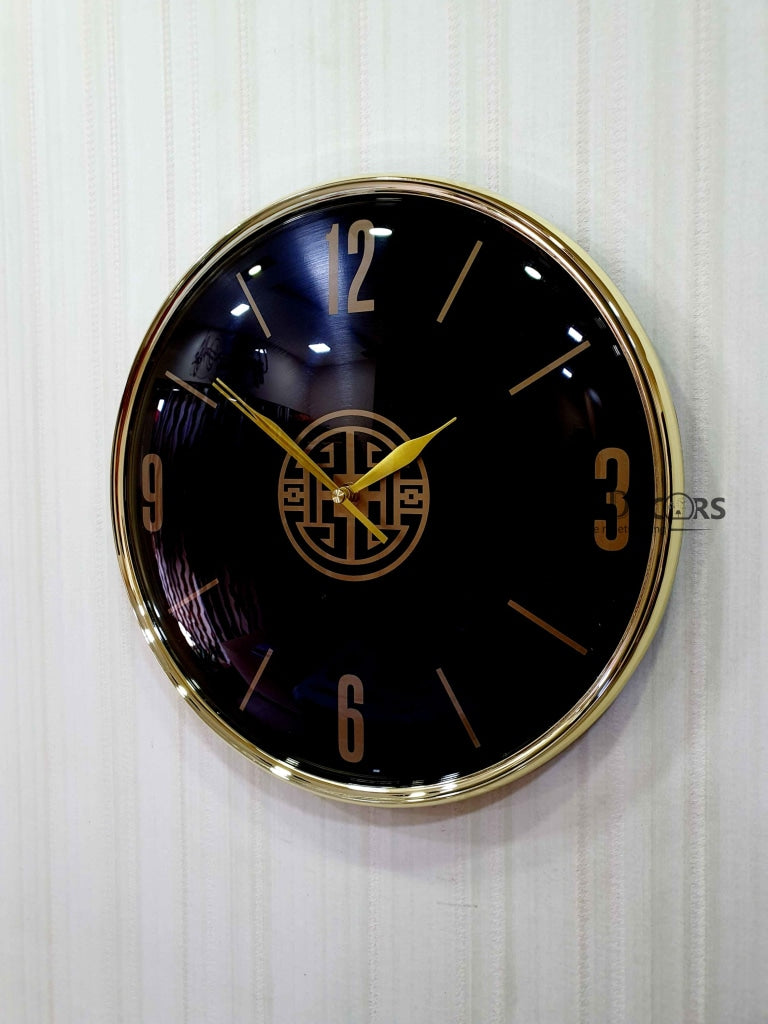 FunkyDecors Black Golden Minimal Wall Clock Watch Decor For Home Office And Gifts 35 Cm Tall