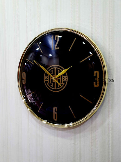 Funkytradition Black Golden Minimal Wall Clock Watch Decor For Home Office And Gifts 35 Cm Tall