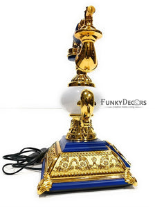 FunkyTradition Blue Golden Vintage Style Telephone Table Lamp with Alarm Clock for Christmas, Anniversary, Birthday Gift, Home and Office Decor