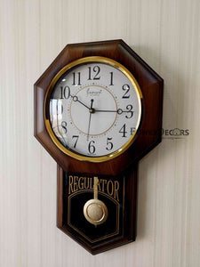 Funkytradition Decorative Retro Almirah Shape Plastic Pendulum Wall Clock For Home Office Decor And