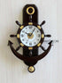 FunkyDecors Decorative Retro Anchor Ship Steering Shape Plastic Pendulum Wall Clock for Home Office Decor and Gifts 50 CM Tall