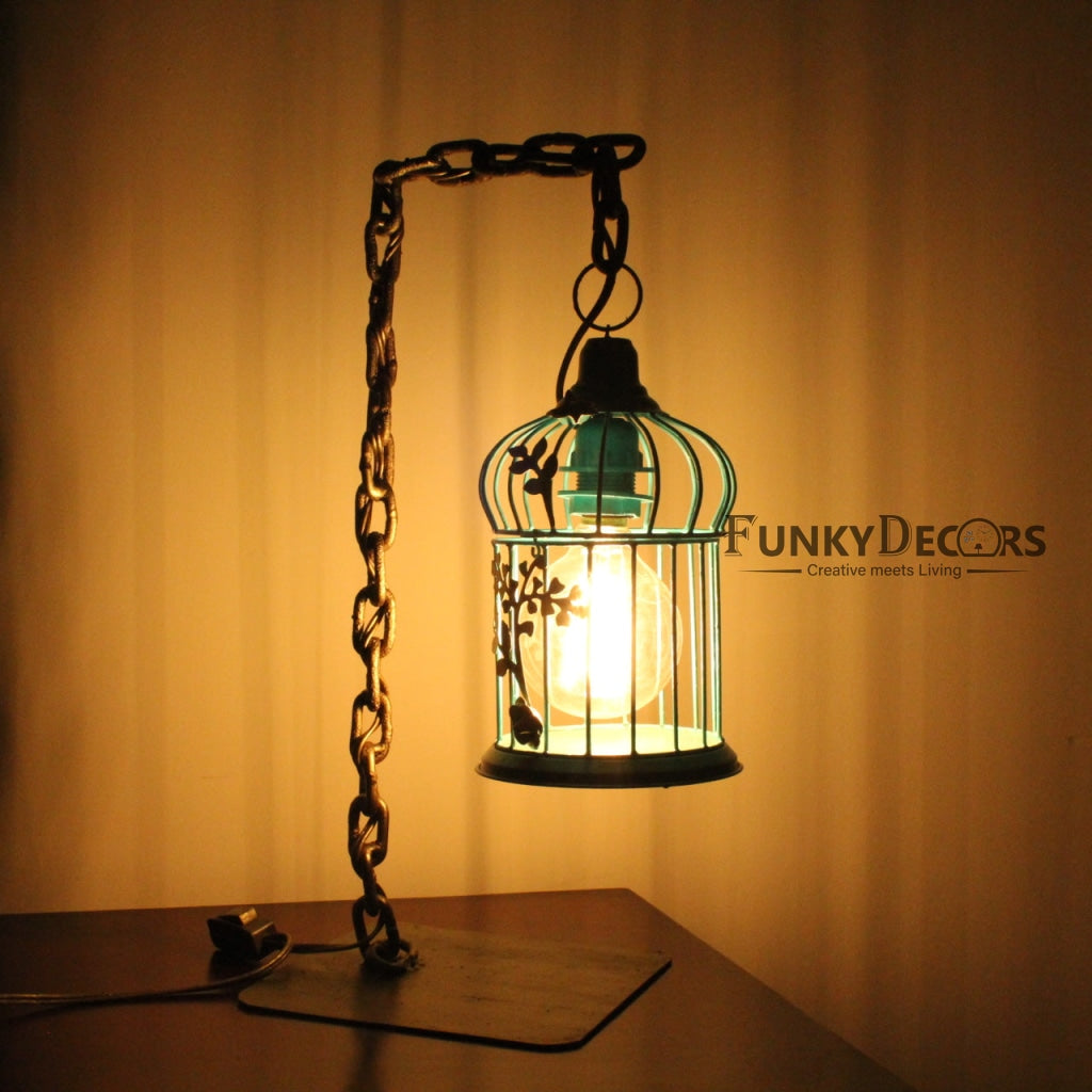 FunkyDecors Designer Metal Bird Cage Chain Table Lamp