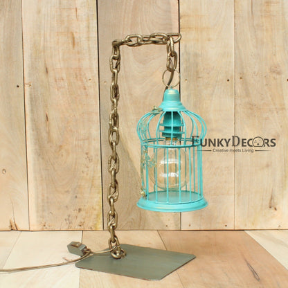 Funkytradition Designer Metal Bird Cage Chain Table Lamp