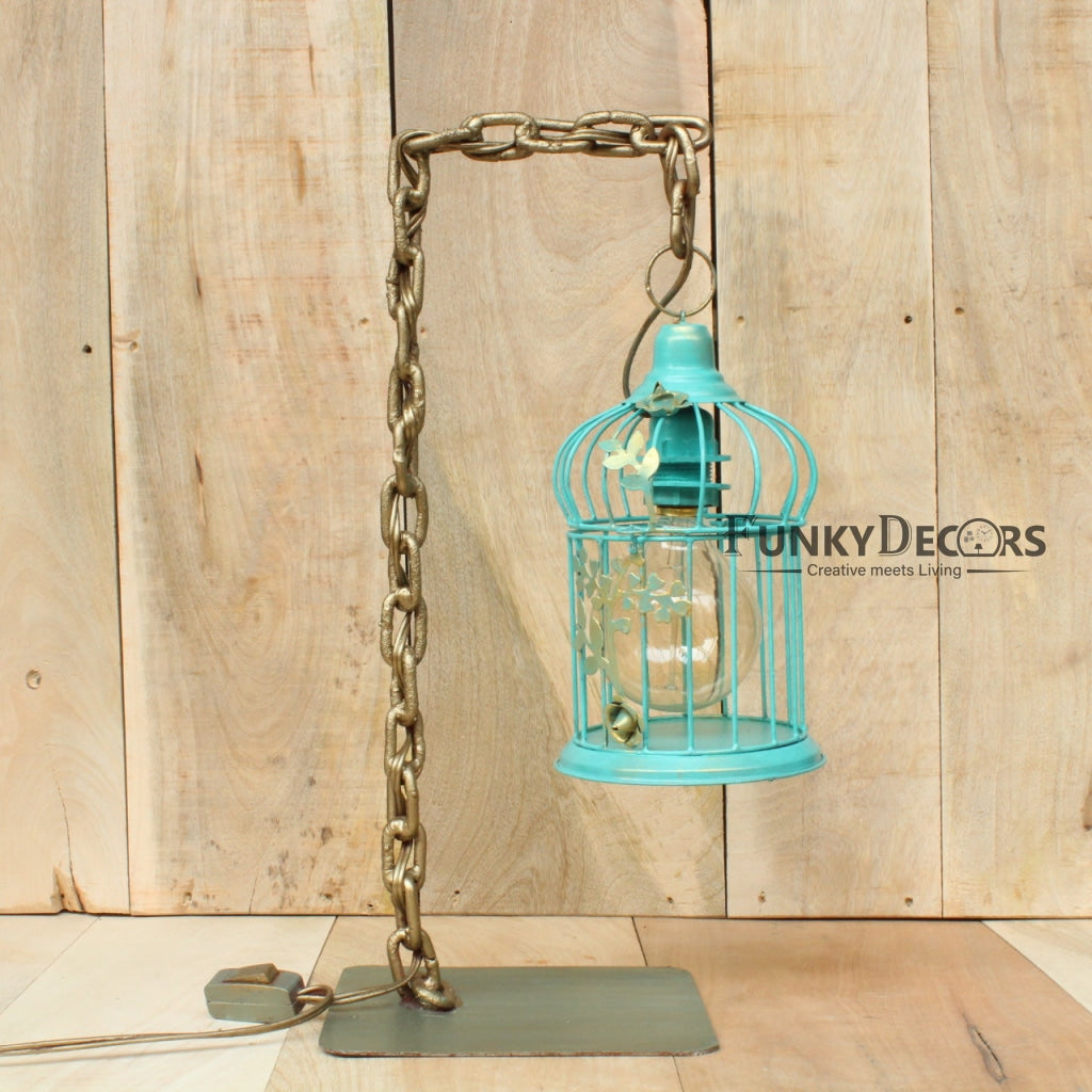 FunkyDecors Designer Metal Bird Cage Chain Table Lamp