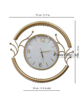 Load image into Gallery viewer, Funkytradition Designer Round Metal Golden White Big Wall Clock 55 Cm Tall Watch Decor For Home And
