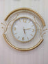 FunkyDecors Designer Round Metal Golden White Big Wall Clock 55 Cm Tall Watch Decor For Home And