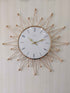 FunkyDecors Designer Star Metal Golden White Big Wall Clock 60 Cm Tall Watch Decor For Home And