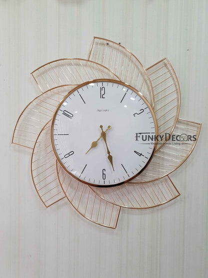 Funkytradition Designer Star Metal Golden White Big Wall Clock 60 Cm Tall Watch Decor For Home And