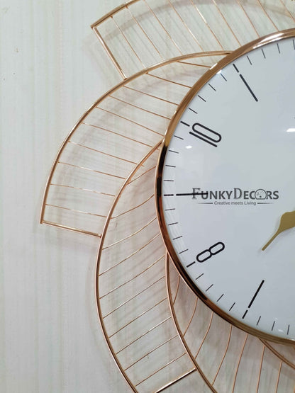 Funkytradition Designer Star Metal Golden White Big Wall Clock 60 Cm Tall Watch Decor For Home And