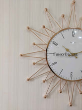 Load image into Gallery viewer, Funkytradition Designer Star Metal Golden White Big Wall Clock 60 Cm Tall Watch Decor For Home And
