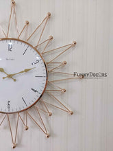 Load image into Gallery viewer, Funkytradition Designer Star Metal Golden White Big Wall Clock 60 Cm Tall Watch Decor For Home And
