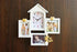 FunkyDecors Designer White House Shape Love and Family Frames for 3 Photos with Clock for Home Office Decor and Anniversary Valentines Birthday Housewarming Gifts 43 CM Wide