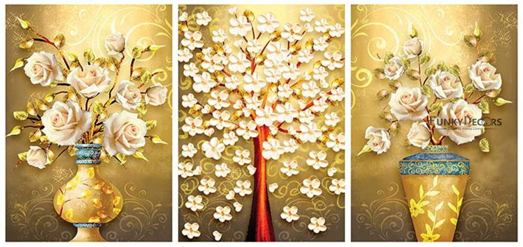 FunkyDecors Designer Wood Floral Painting For Living Room Bedroom Kids Home And Office Decor