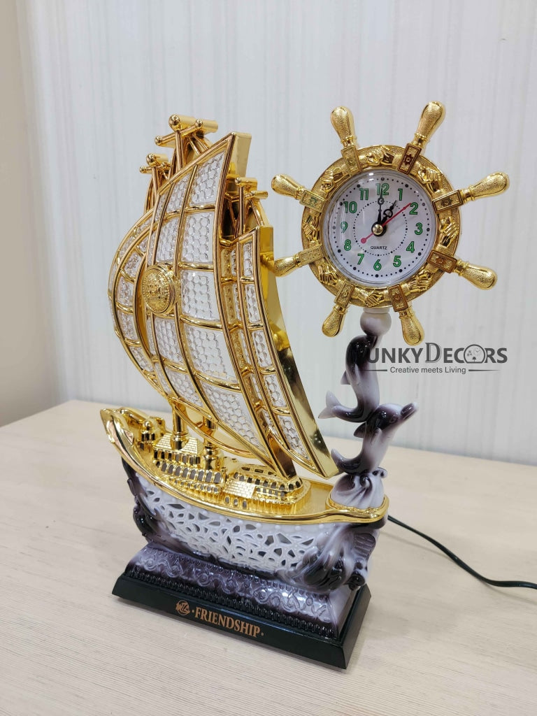 FunkyDecors Elegant Design Table Lamp With Compass Shape Alarm Clock For Christmas Anniversary