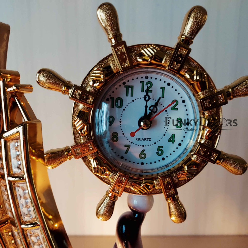 FunkyDecors Elegant Design Table Lamp With Compass Shape Alarm Clock For Christmas Anniversary