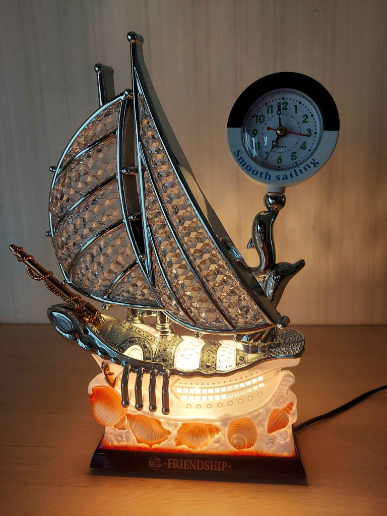 FunkyDecors Elegant Design Table Lamp With Compass Shape Alarm Clock For Christmas Anniversary