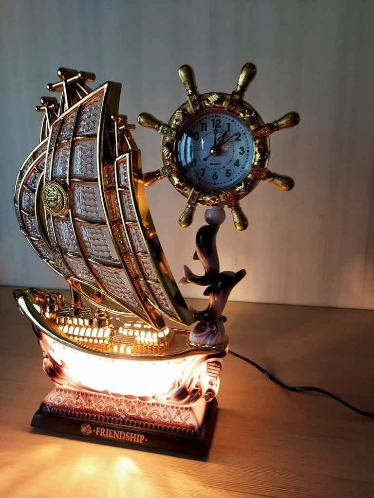 FunkyDecors Elegant Design Table Lamp With Compass Shape Alarm Clock For Christmas Anniversary
