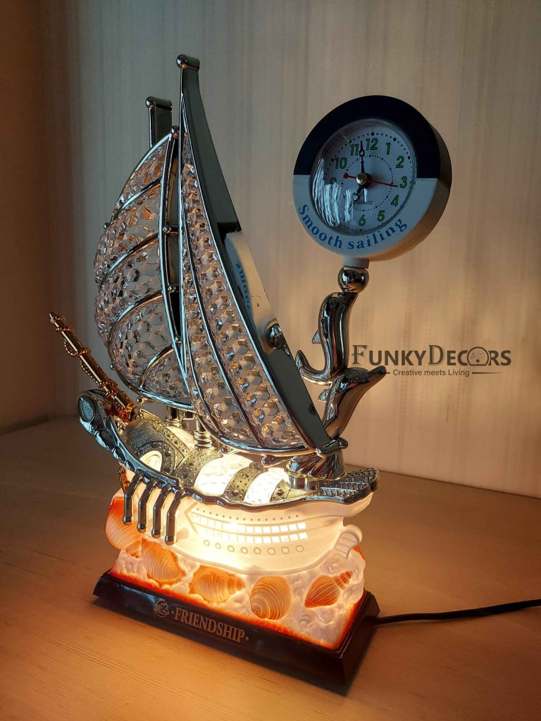 FunkyDecors Elegant Design Table Lamp With Compass Shape Alarm Clock For Christmas Anniversary