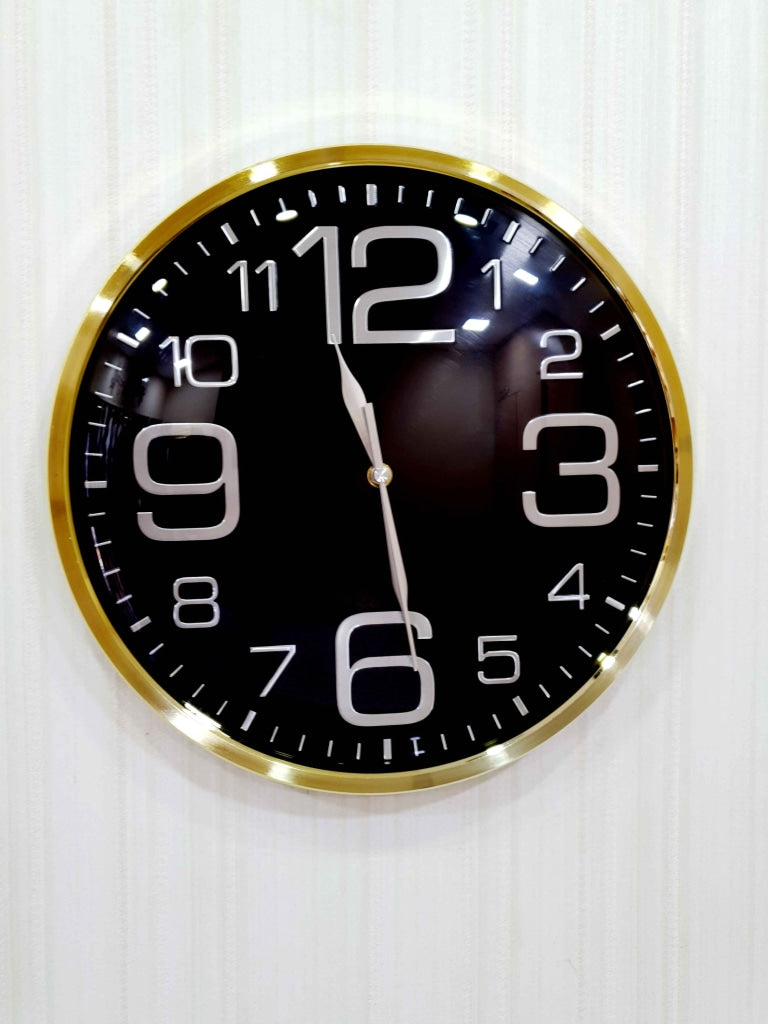 FunkyDecors Golden Black Minimal Wall Clock Watch Decor For Home Office And Gifts 36 Cm Tall