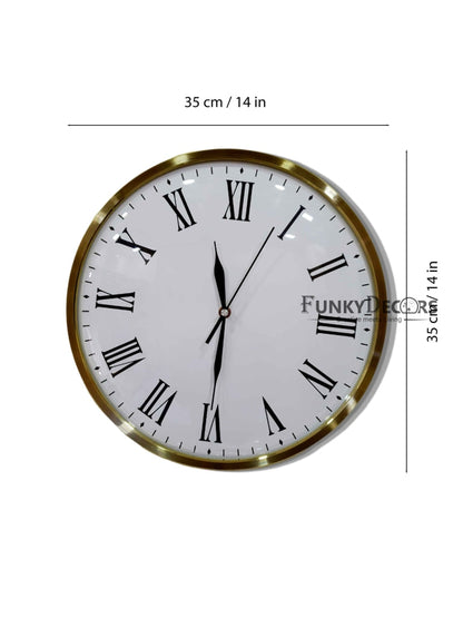 Funkytradition Golden White Minimal Wall Clock Watch Decor For Home Office And Gifts 35 Cm Tall