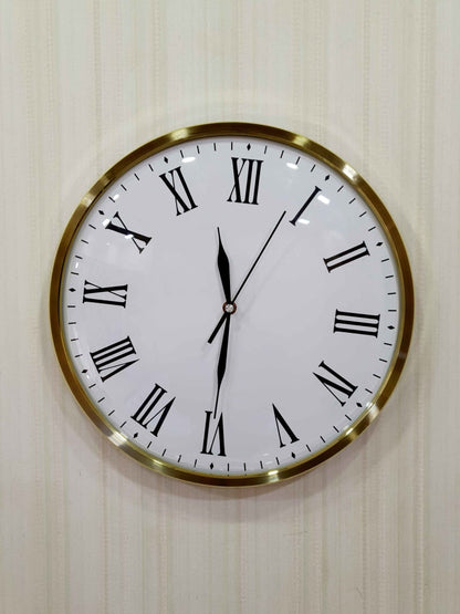 Funkytradition Golden White Minimal Wall Clock Watch Decor For Home Office And Gifts 35 Cm Tall