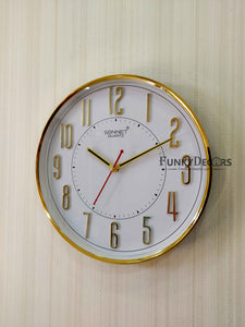 Funkytradition Golden White Minimal Wall Clock Watch Decor For Home Office And Gifts Clocks