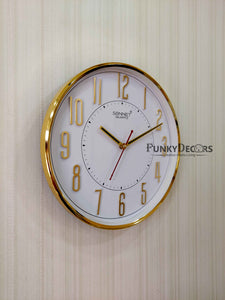 Funkytradition Golden White Minimal Wall Clock Watch Decor For Home Office And Gifts Clocks