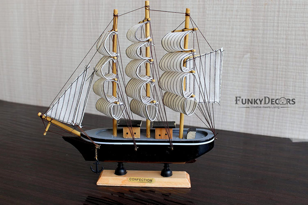 FunkyDecors Handmade Pirates Of Caribbean Ship Detailed Wooden Model Nautical Home Decor 30 Cm