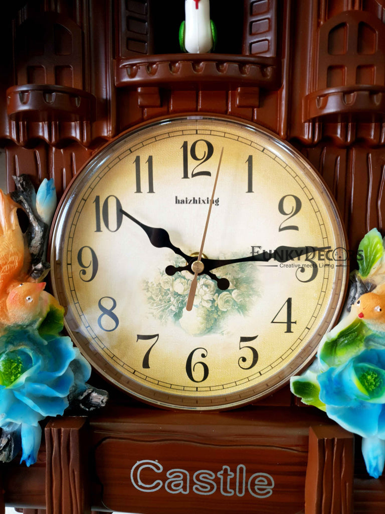 FunkyDecors Hanging Brown Cuckoo Wall Clock For Home Office Decor And Gifts 70 Cm Tall-