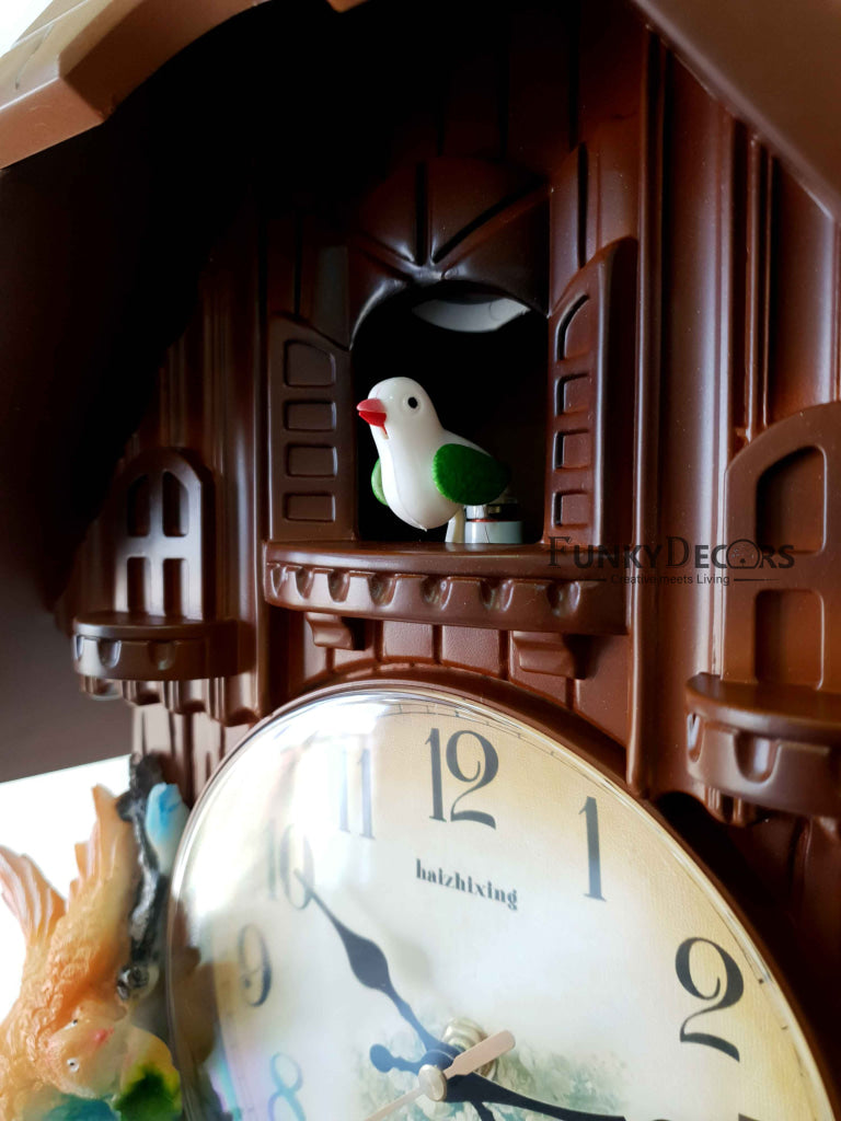 Funkytradition Hanging Brown Cuckoo Wall Clock For Home Office Decor And Gifts 70 Cm Tall-