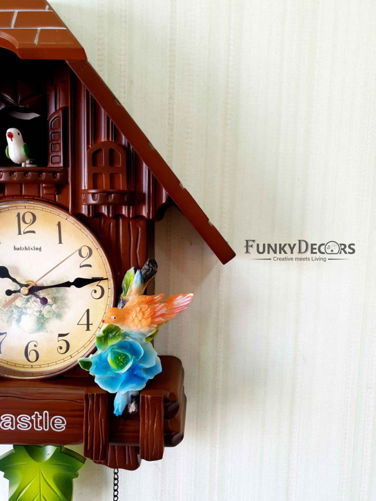 Funkytradition Hanging Brown Cuckoo Wall Clock For Home Office Decor And Gifts 70 Cm Tall-