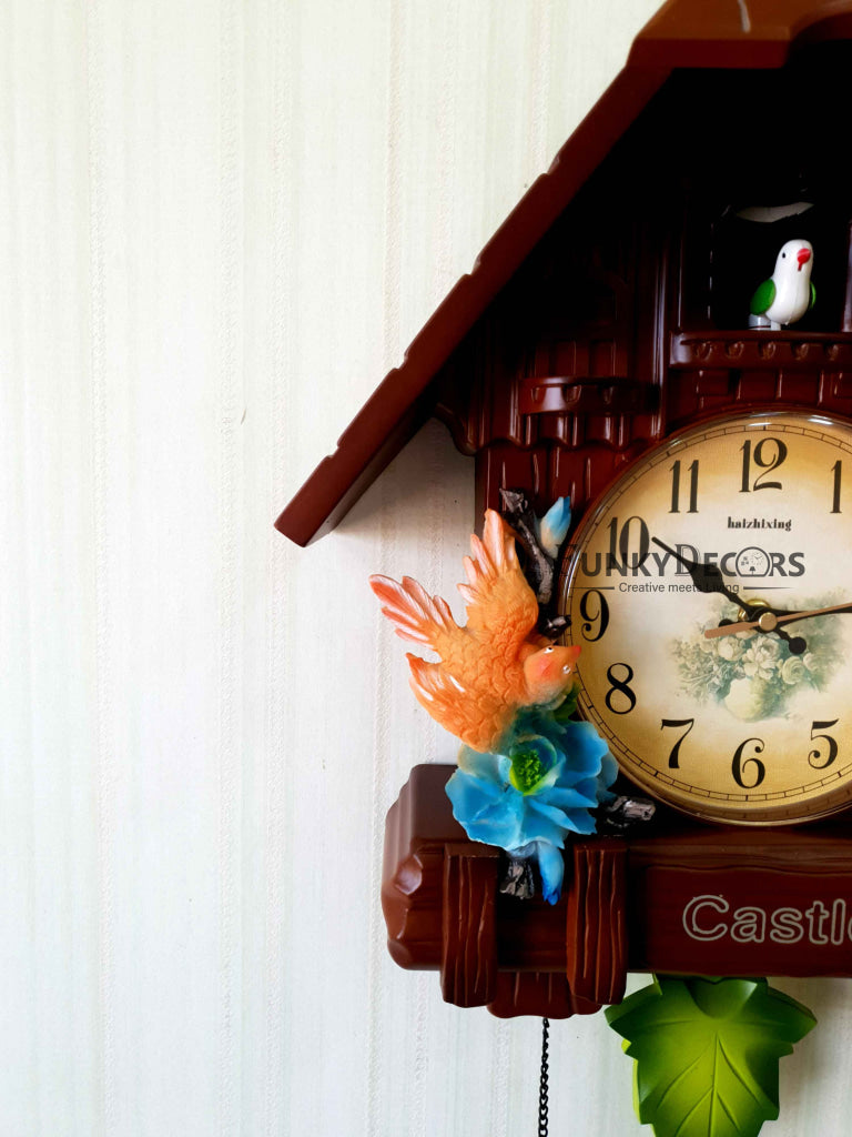 Funkytradition Hanging Brown Cuckoo Wall Clock For Home Office Decor And Gifts 70 Cm Tall-