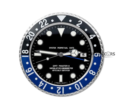 Funkytradition Luxury Black Blue Gmt Master Ii Stainless Steel Metal Wall Clock For Royal Home And