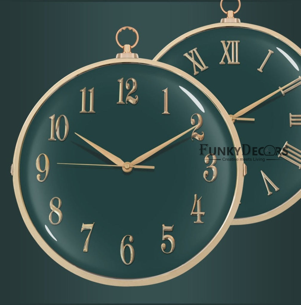 FunkyDecors Luxury Look Deer Golden Green Round Wall Hanging Double Sided 2 Faces Retro Station