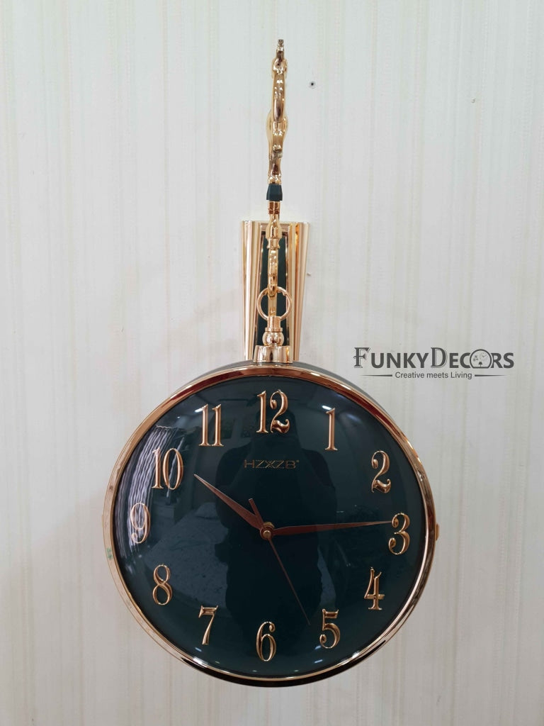 Funkytradition Luxury Look Deer Golden Green Round Wall Hanging Double Sided 2 Faces Retro Station