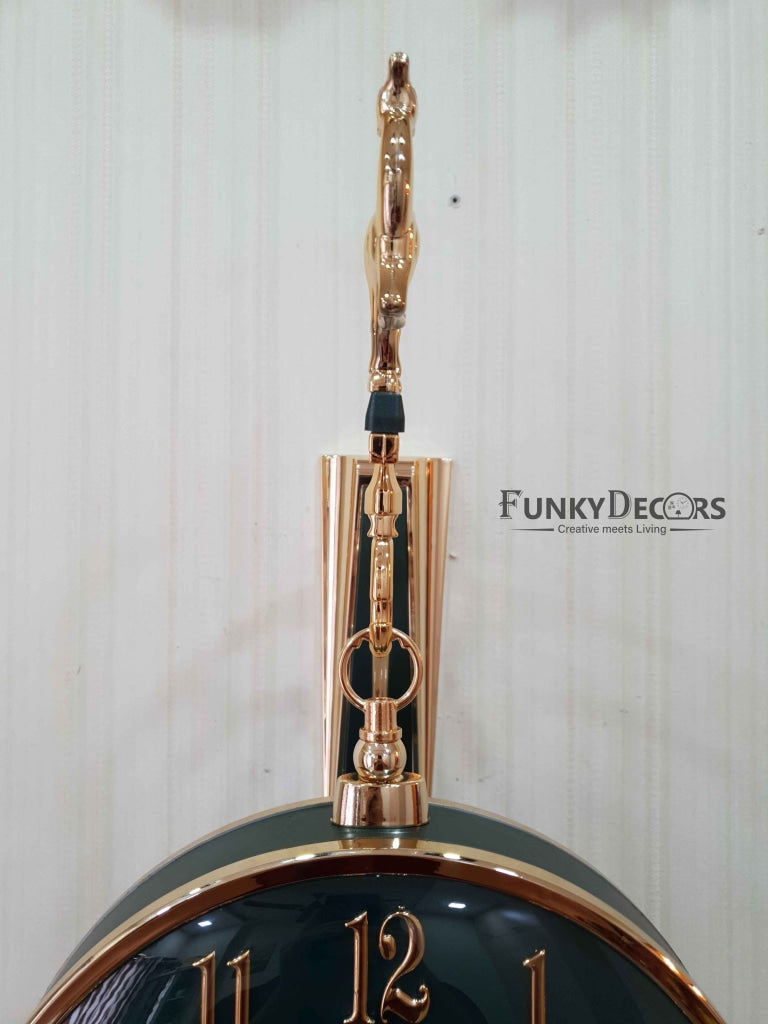 Funkytradition Luxury Look Deer Golden Green Round Wall Hanging Double Sided 2 Faces Retro Station