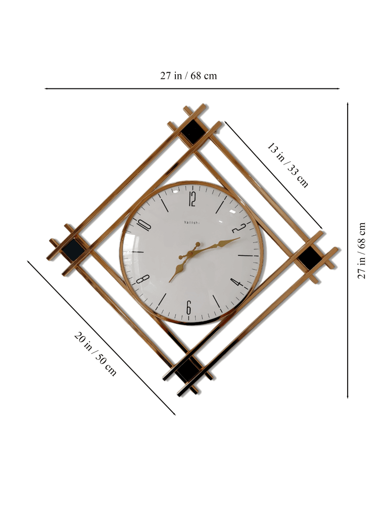 Funkytradition Minimalistic Metal Golden White Big Wall Clock Watch Decor For Home Office And Gifts