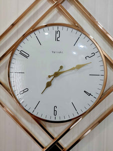 Funkytradition Minimalistic Metal Golden White Big Wall Clock Watch Decor For Home Office And Gifts