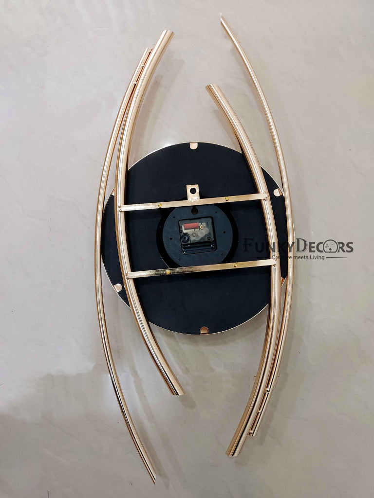 Funkytradition Minimalistic Metal Golden White Big Wall Clock Watch Decor For Home Office And Gifts