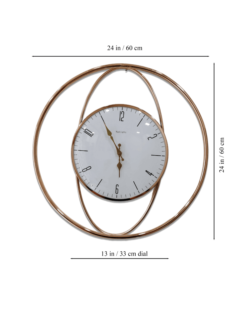 FunkyDecors Minimalistic Round Metal Golden White Big Wall Clock Watch Decor For Home Office And