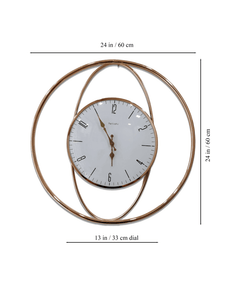 Funkytradition Minimalistic Round Metal Golden White Big Wall Clock Watch Decor For Home Office And