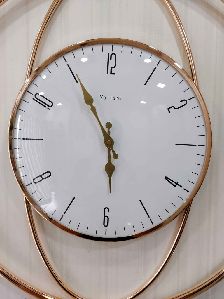 FunkyDecors Minimalistic Round Metal Golden White Big Wall Clock Watch Decor For Home Office And