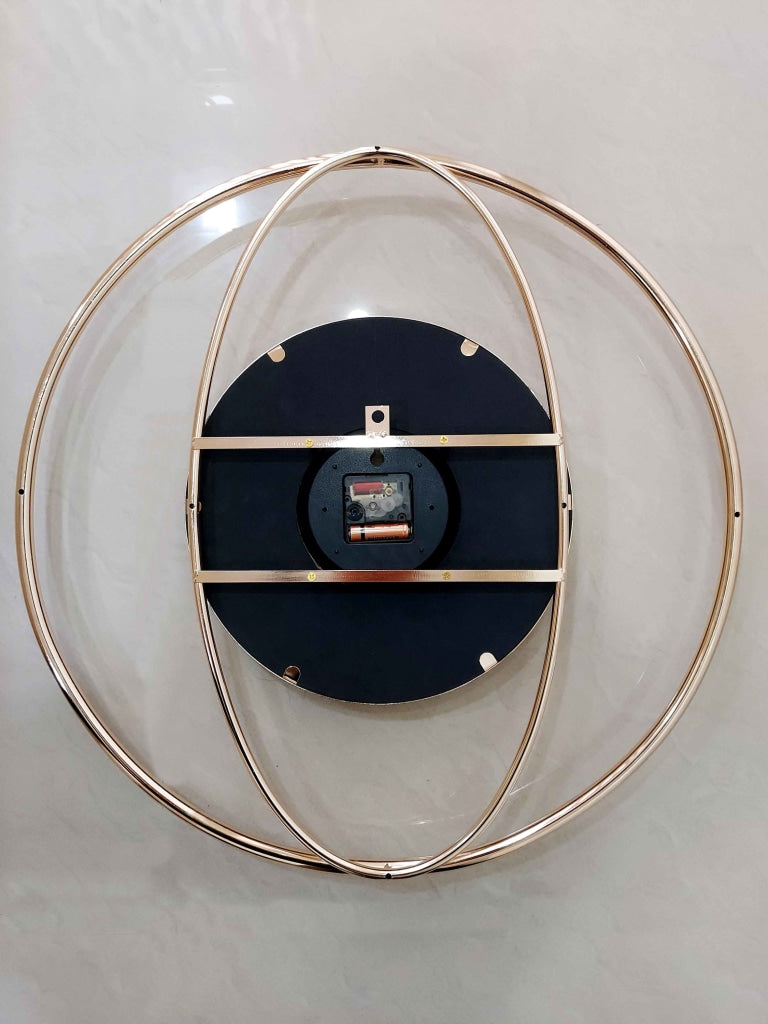 FunkyDecors Minimalistic Round Metal Golden White Big Wall Clock Watch Decor For Home Office And