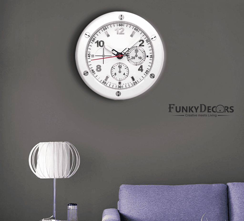 FunkyDecors Modern Luxury Stainless Steel Wall Clock For Royal Home And Bungalows Watch Clocks