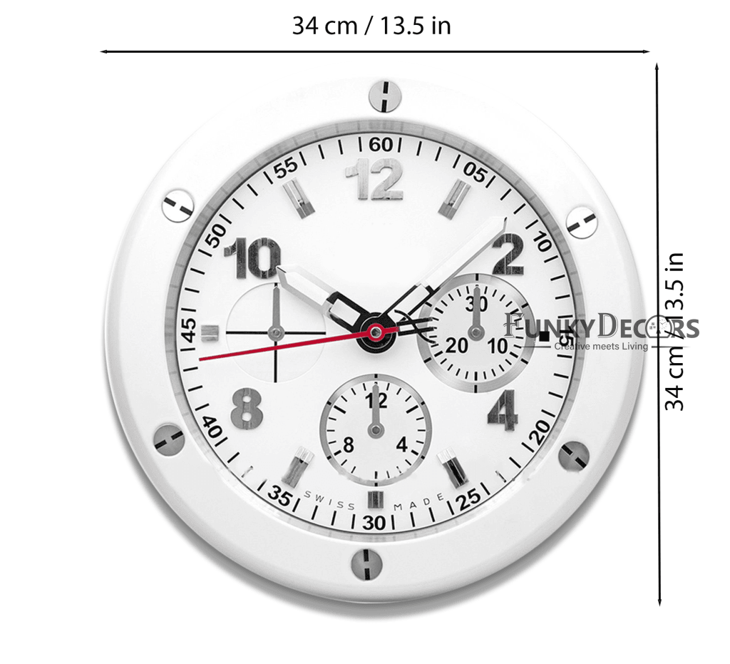 FunkyDecors Modern Luxury Stainless Steel Wall Clock For Royal Home And Bungalows Watch Clocks