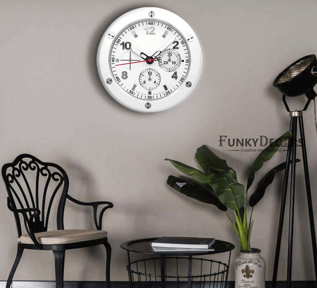 FunkyDecors Modern Luxury Stainless Steel Wall Clock For Royal Home And Bungalows Watch Clocks