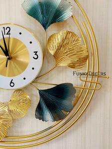 Funkytradition Modern Minimalist Creative Colorful Leaf Shape Metal Wall Clock Watch Decor For Home